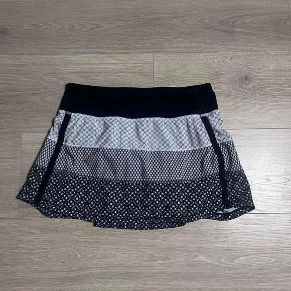 Lululemon Pace Rival Skirt II 4-way Stretch Dottie Eyelet White Black - Picture 1 of 7